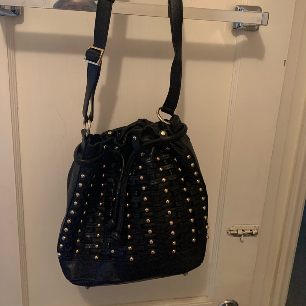 Genuine Leather Gold Studded pocketbook  Off Saks